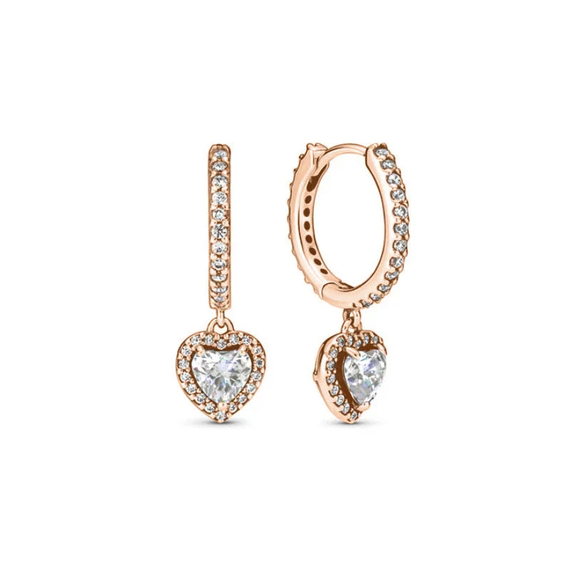 New S925 Silver Heart Stone Stud Earrings Suitable for Valentine's Day, Mother's Day, Anniversary Gift DIY Charm Jewelry