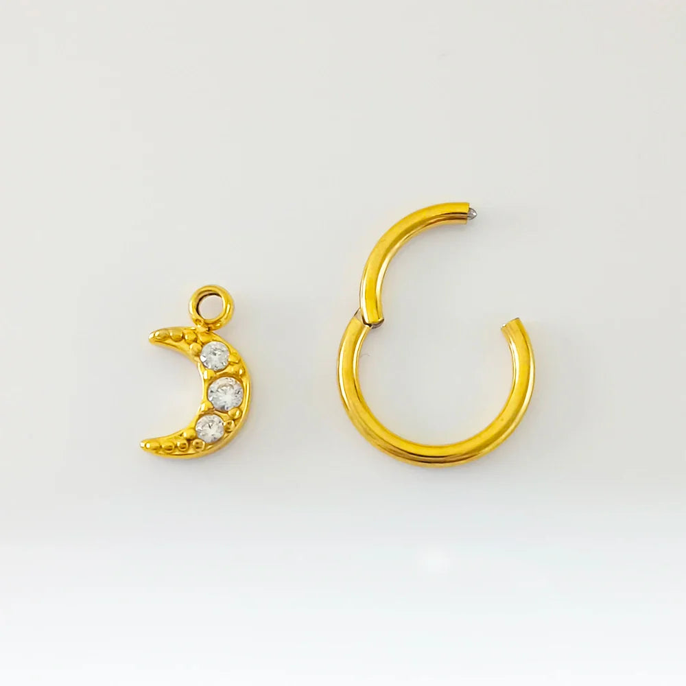 Waterdrops Pendant Conch Ring ASTM F136 G23 Titanium Piercings Moon Flowers Hinge Segment Clicker Teardrop Helix  Earrings