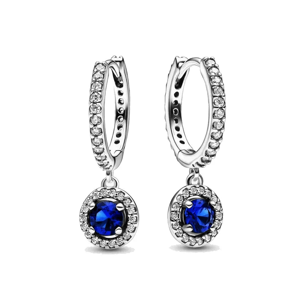 Christmas Gift Hot Selling 925 Silver Blue Stone Flower Stud Earrings Fit Women's Festival Exquisite Charm Jewelry Gifts