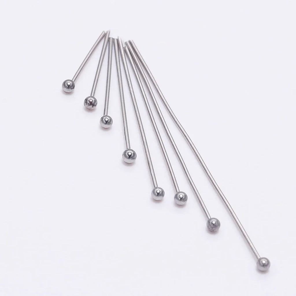 100pcs/Pack Stainless Steel 15-50mm Silver Ball Head Pins For Handmade DIY Jewelry Making Headpin Findings Accessories