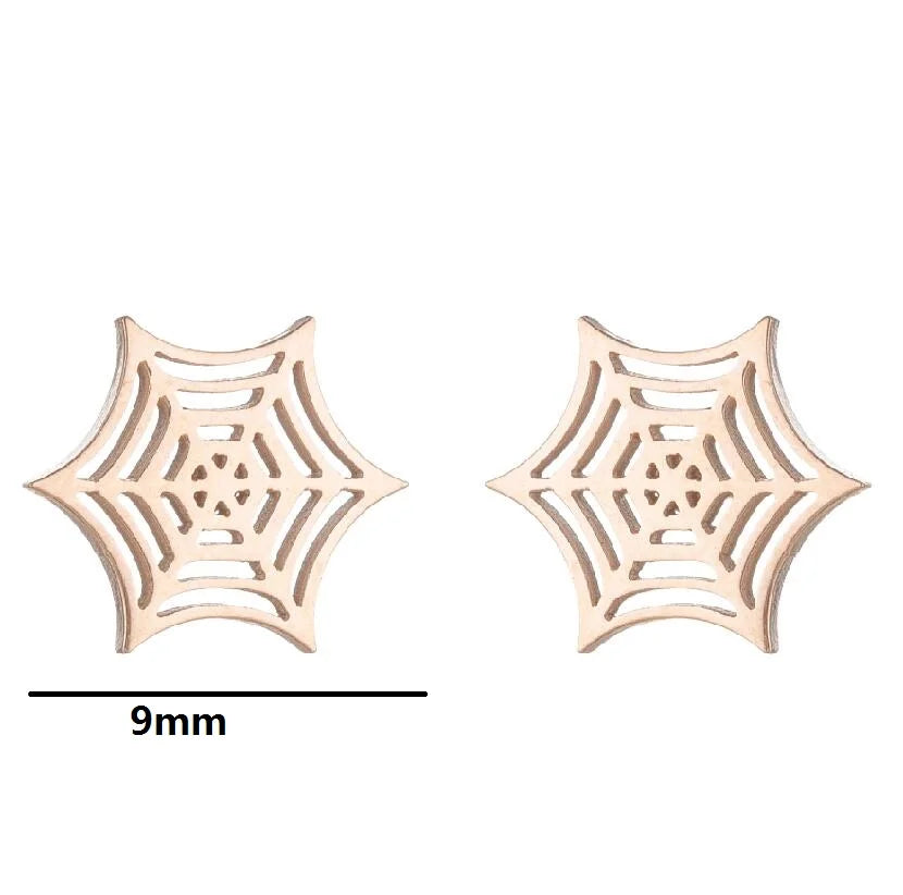Horror Halloween Bat Spider Trendy Earrings Women 2024 Black Color Stainless Steel Ear Piercing Skull Punk Jewelry Party Gifts