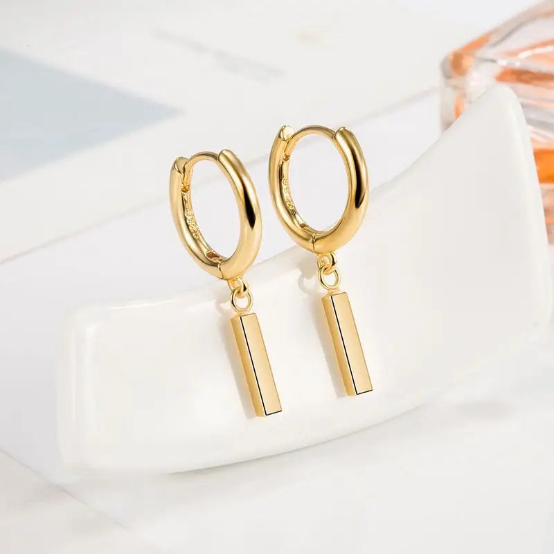 NBSAMENG 925 Sterling Silver Geometry Asymmetric Earring for Women Girl Simple Office Versatile Jewelry Gift Dropshipping