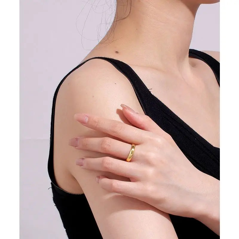925 Sterling Silve Gold Colour Ring Fashion Women's Classic Simple Couple's Wedding Ring Engagement Party Jewellery Gift