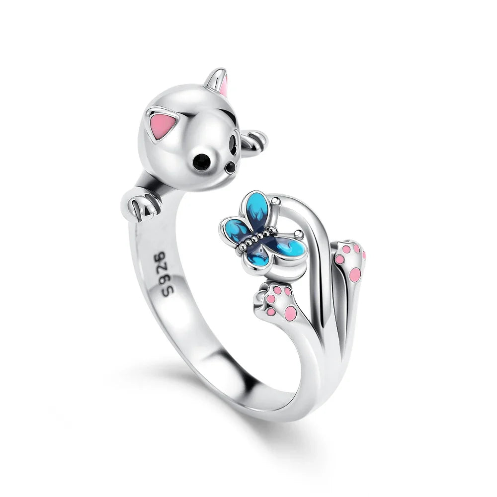 2026 Hot Selling 925 Silver Cute Puppy Flower Elephant Clover Ring Suitable for Wedding Rings, Jewelry Gifts