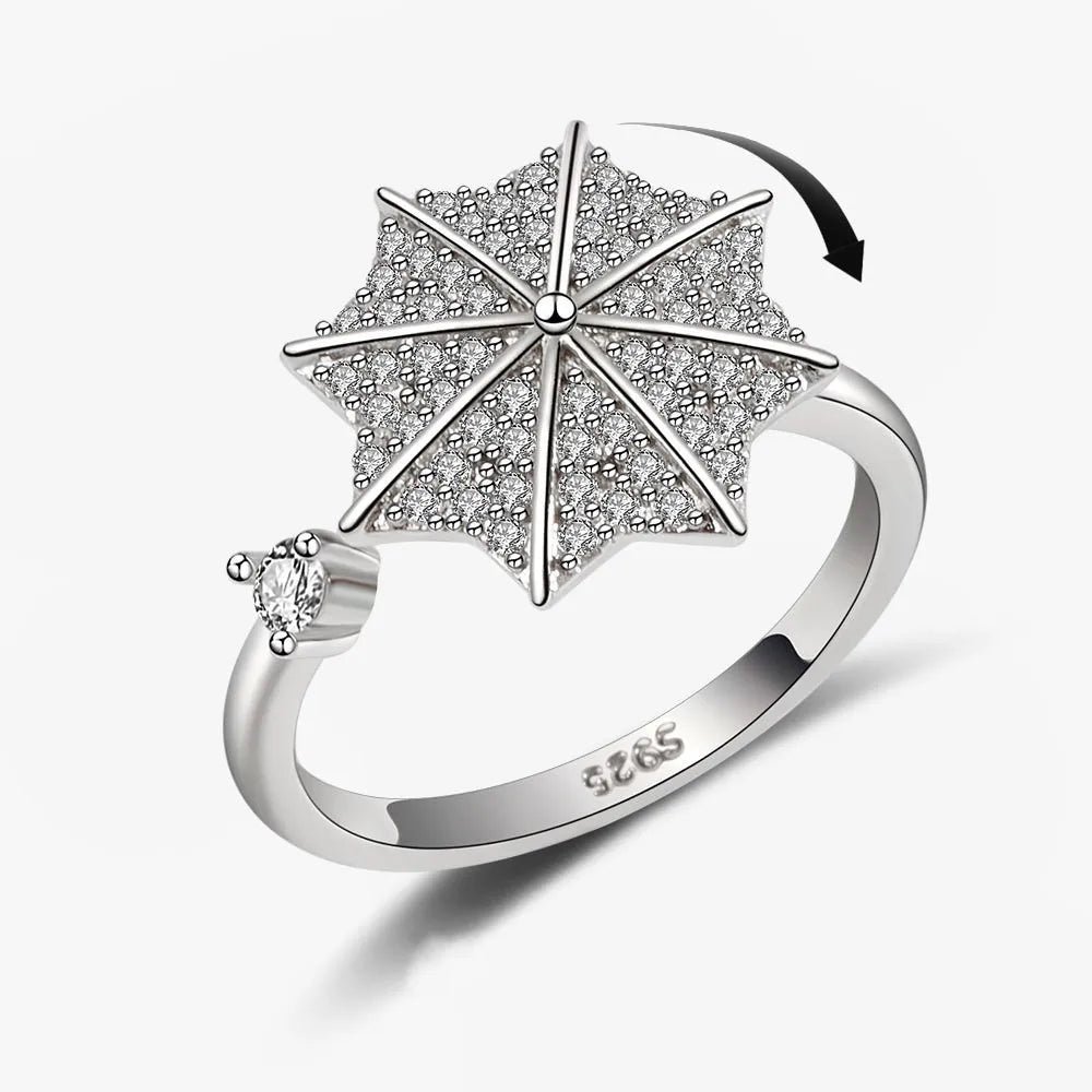 SMJEL Fidget Spinner Ring Anxiety for Women Multiple Crystal Flower Eye Butterfly Animal Ring Rotate Anti Stress Wedding Jewerly
