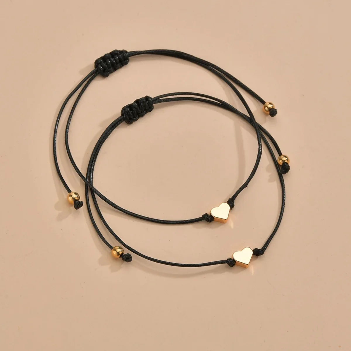 2 PCS Vintage Card Set Simple and Fashionable Popular Copper Love Adjustable Friendship Bracelet Valentine's Day Jewelry