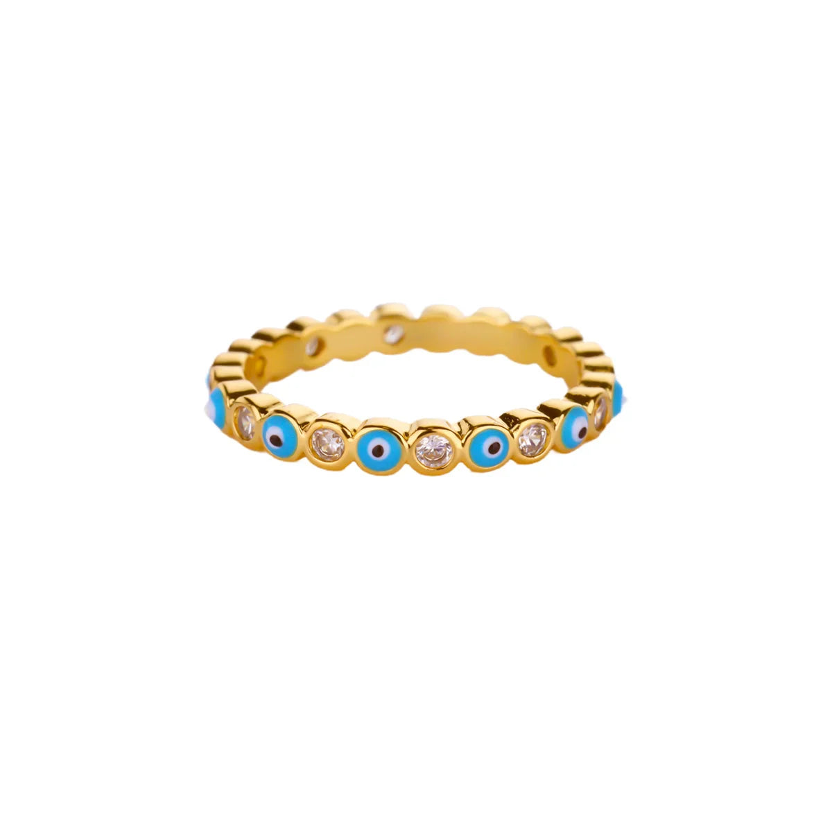 Zircon Evil Eye Rings For Women Gold Color Stainless Steel Evil Eye Finger Ring Lucky Aesthetic Turkish Waterproof Jewelry Gift