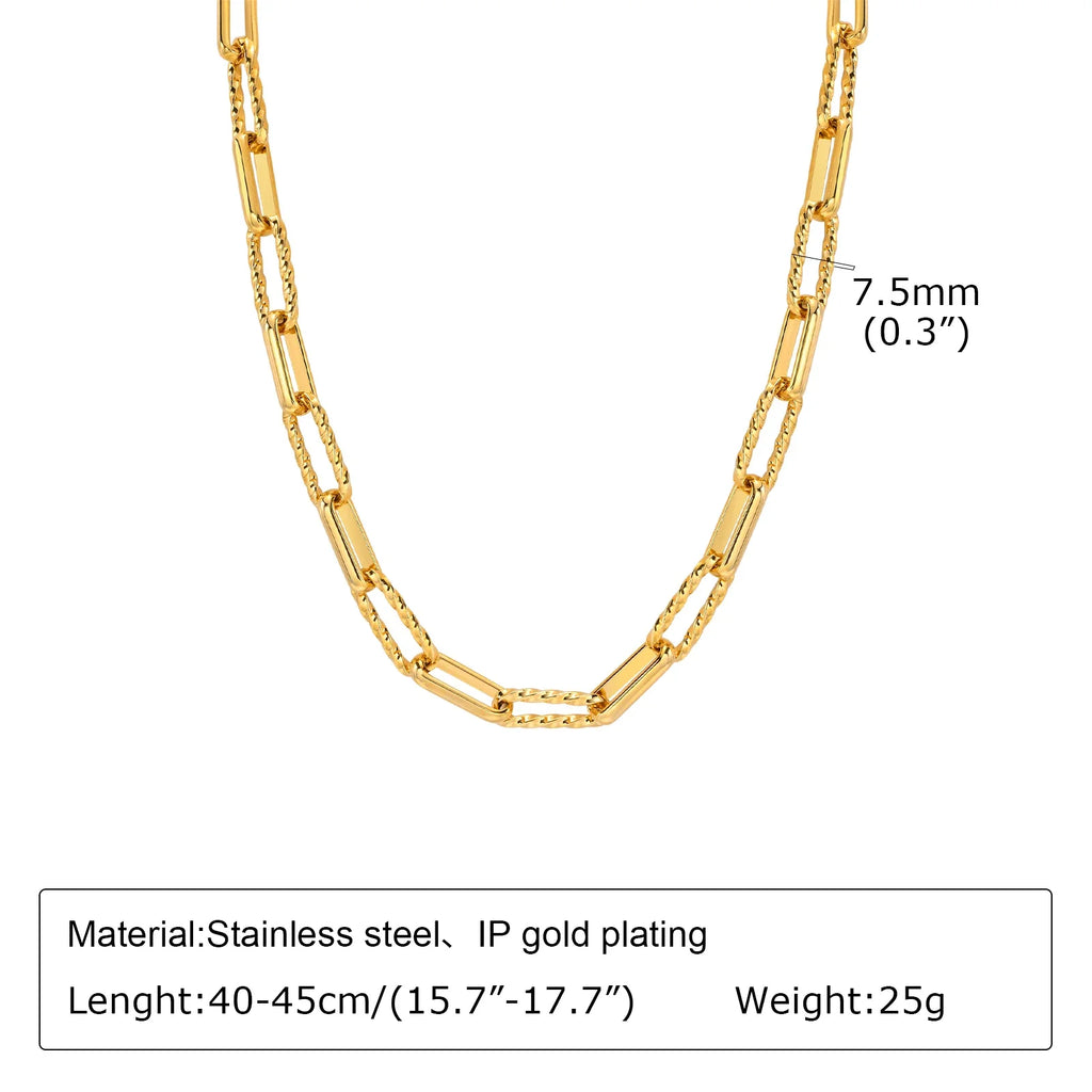 Women Stainless Steel Chain Bracelet,18K Gold Plated Twist Paperclip Adjustable Link Bracelet,Chunky Stackable Layered Jewelry