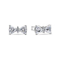 European New 925 Silver White Pink Stone Red Bow Stud Earrings, Fit Women's Festival Exquisite Charm Jewelry Gifts