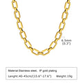 Chunky Gold Plated Link Necklace For Women, Stainless Steel Oval Thick Chain Choker Minimalist Jewelry