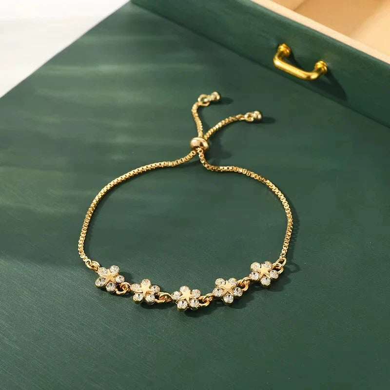 Fashion 316L Stainless Steel Love Heart Bracelet for Women Tiny Gold-Plated Clavicle Chain Girl Wedding Party Charm Jewelry Gift