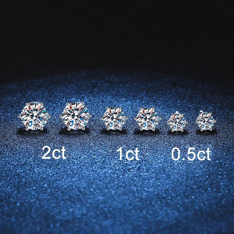 NeeTim 1ct 2ct Moissanite Earrings For Women Men Lab Diamond White Gold Plated 925 Sterling Silver Stud Earring Luxury Jewelry