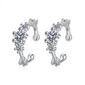 NeeTim Full Moissanite Clip Earrings Women Luxury Quality Hip Hop Party S925 Sterling Silver with White Gold Plated Hoop Earring