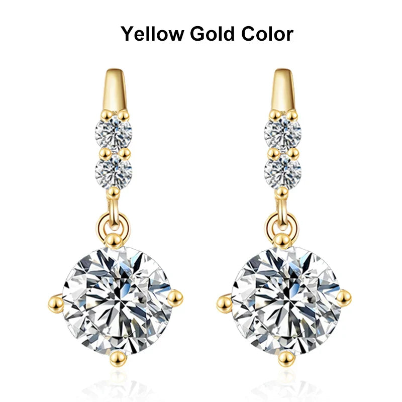 NeeTim 1ct Moissanite Drop Earrings S925 Sterling Silver with Gold Plated Hoop Earrings Wedding Party Jewelry With Certificate