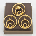 Trend Gold Color Earrings Jewelry Set for Women Hollow Design Clip Earrings with Finger Ring Daily Wear for Party Accessories