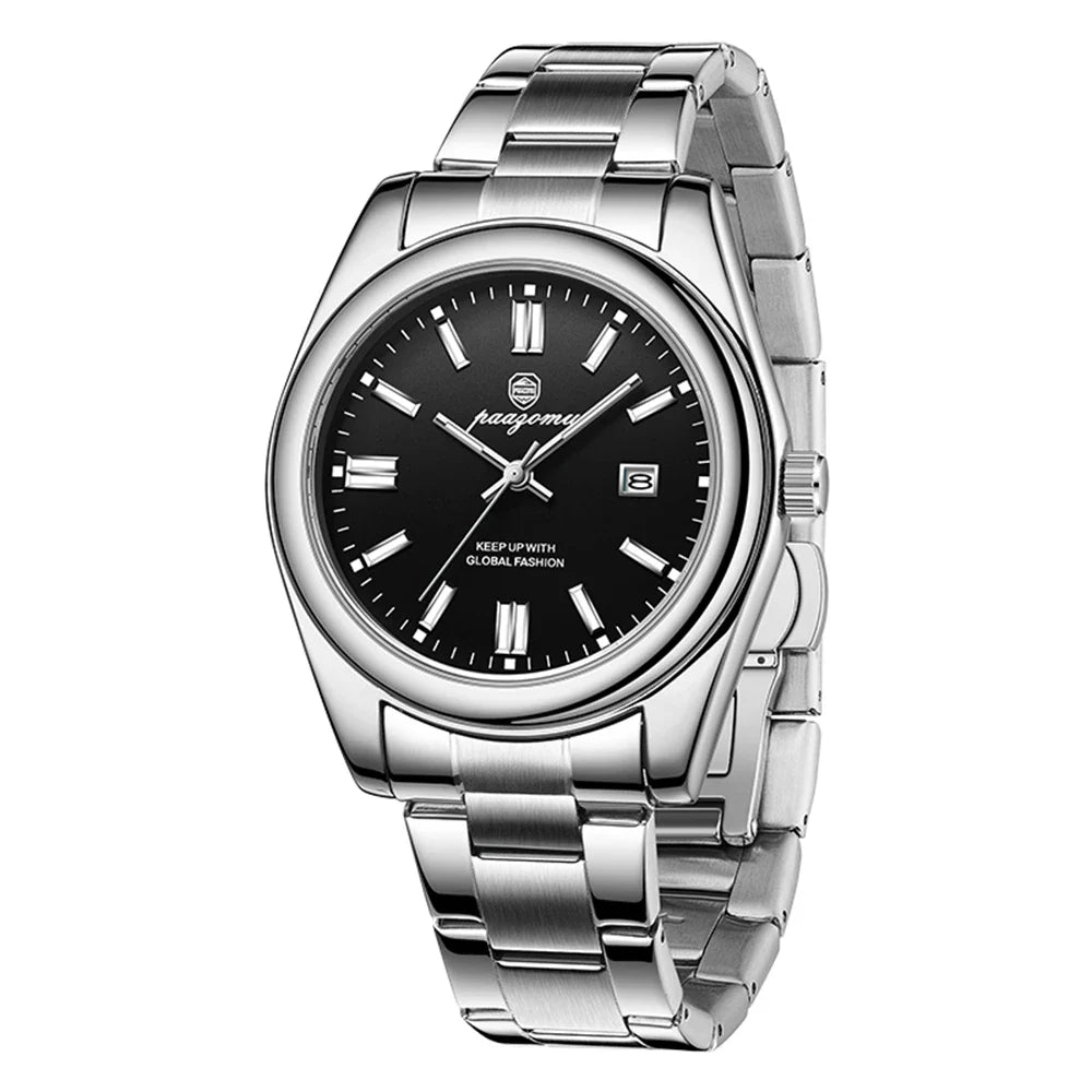 PAAZOMU Classic Casual Quartz Watch Men Waterproof Luminous Dial Business Dress Wristwatch Comfortable Band Analog Display Gift