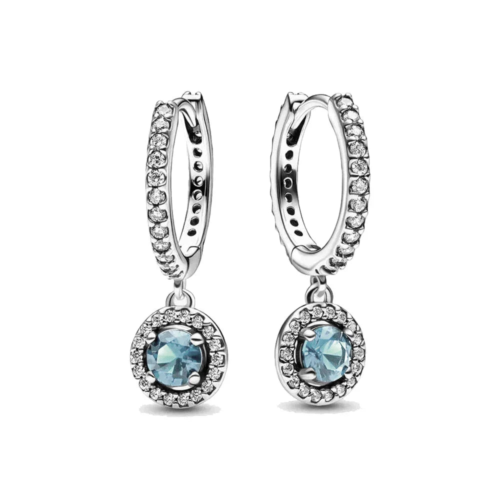 Christmas Gift Hot Selling 925 Silver Blue Stone Flower Stud Earrings Fit Women's Festival Exquisite Charm Jewelry Gifts