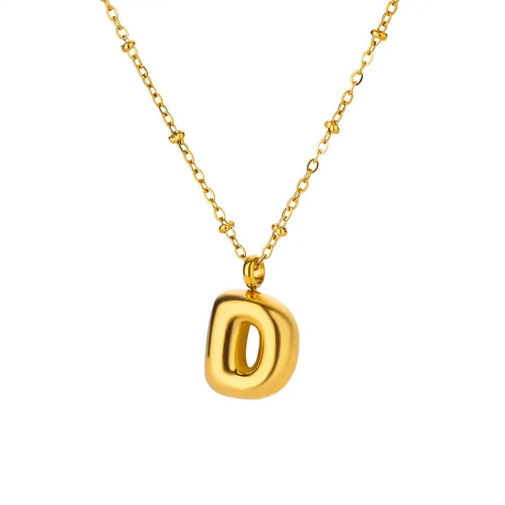 Vintage Initial Letter Necklaces For Women Stainless Steel Chain Collar Pendant Necklace 2024 New Wedding Couple Jewelry Gift