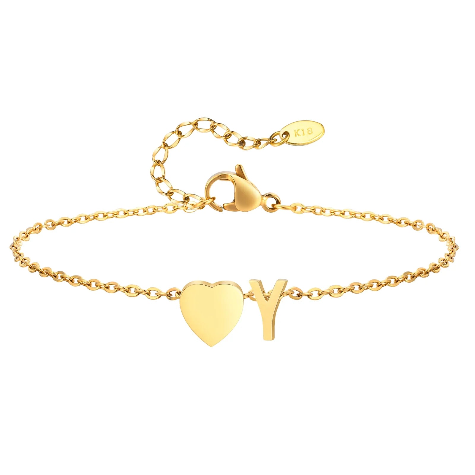 Women Heart Initial Anklet Bracelets Adjustable Beach Jewelry Hypoallergenic Stainless Steel Personalized Name Foot Chain Anklet