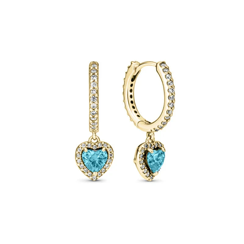 New S925 Silver Heart Stone Stud Earrings Suitable for Valentine's Day, Mother's Day, Anniversary Gift DIY Charm Jewelry