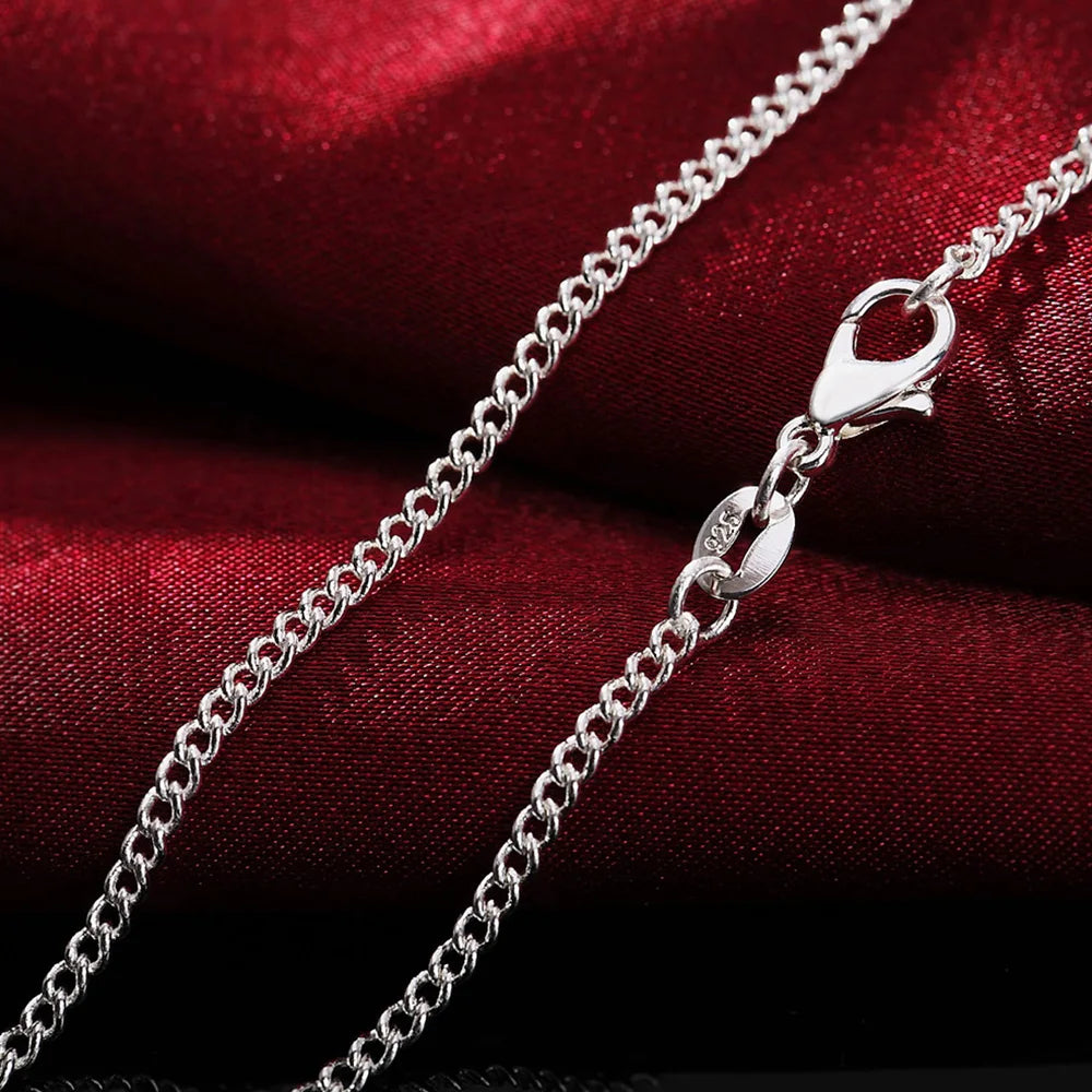 925 Sterling Silver 2MM 40-75cm Side Chain Necklace Men Women Charm Wedding Party Gift Jewelry Christmas Accessories