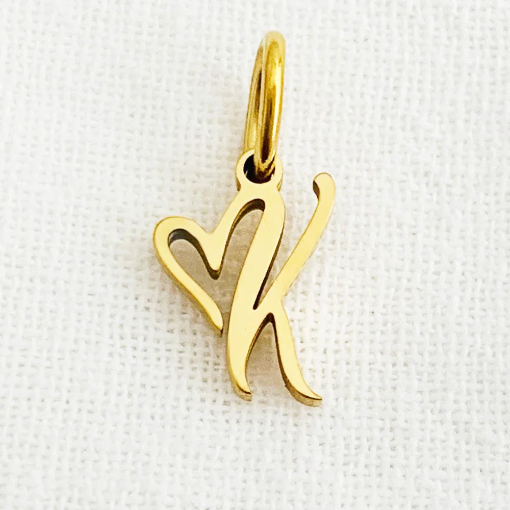 SUNIBI Heart Art Initial Alphabet Pendant DIY Name Customized Birthday Gift Stainless Steel Women Fashion Jewelry A-Z Wholesale