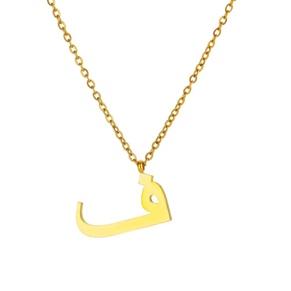 Arabic Letter Name Pendant Necklace For Women Stainless Steel Inital Chain Choker Collar Necklace 2024 Wedding Jewelry bijoux