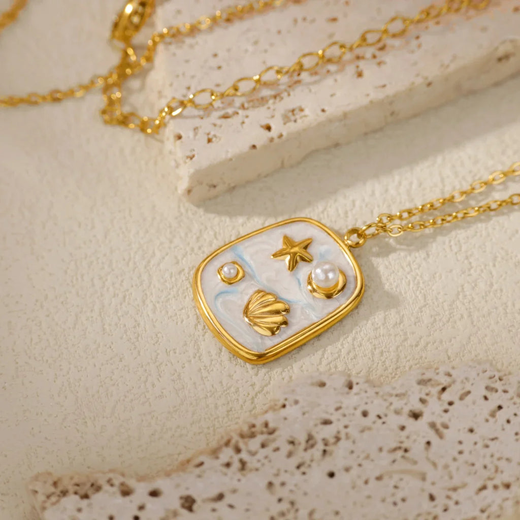 Starfish Shell Conch Pendant Necklaces For Women Gold Color Stainless Steel Chain Choker Trendy Summer Beach Party Jewelry Gift