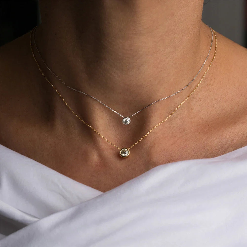 Stainless Steel Charm Rhinestone Necklace Pendant Fashion 12 Colors Birthstone For Jewelry Making Women DIY Accessories