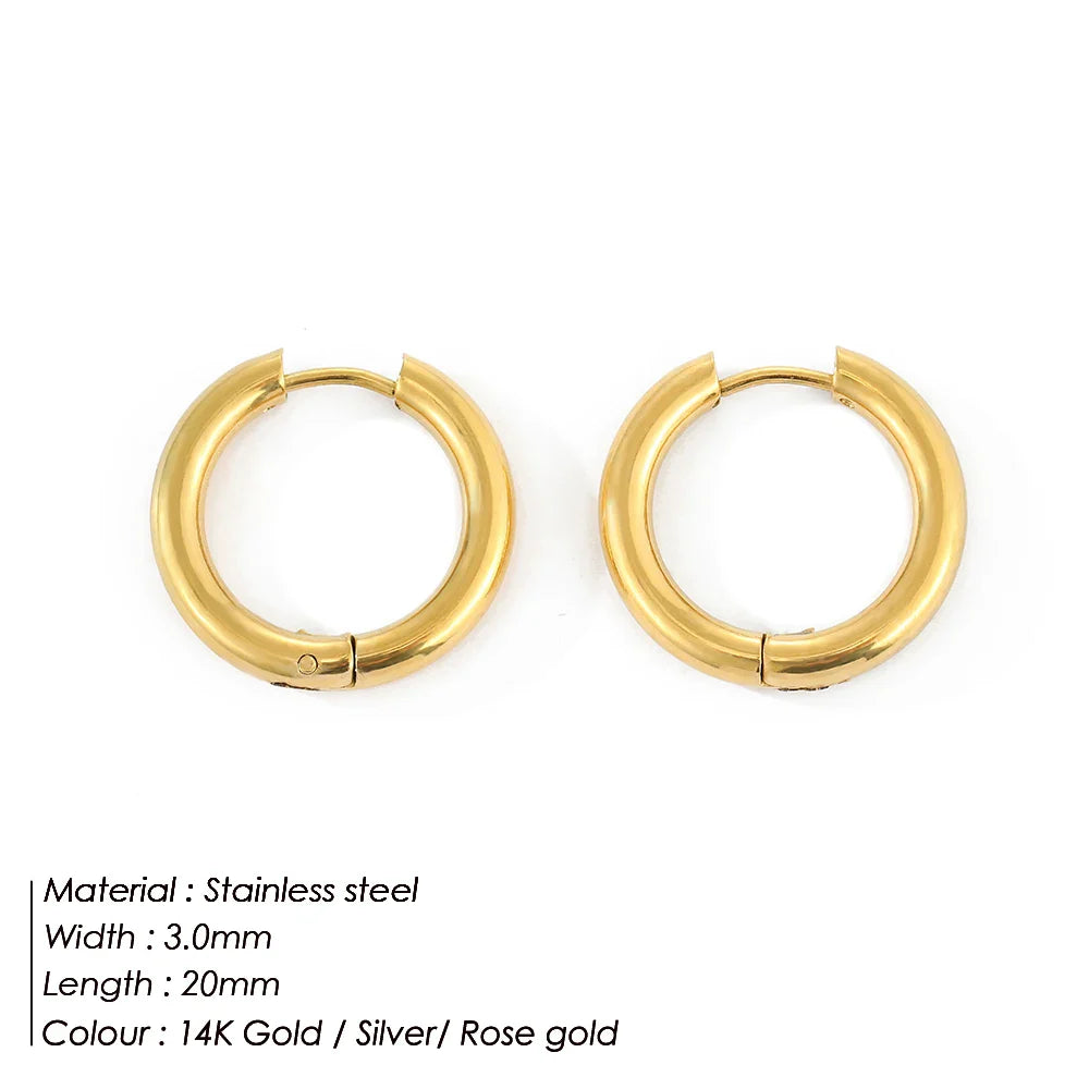 Minimalist Stainless Steel Round Earrings for Women Trendy Geometric Drop Statement Earrings Party Fashion Jewelry Gift