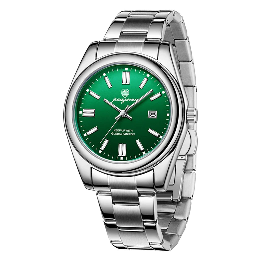 PAAZOMU Classic Casual Quartz Watch Men Waterproof Luminous Dial Business Dress Wristwatch Comfortable Band Analog Display Gift