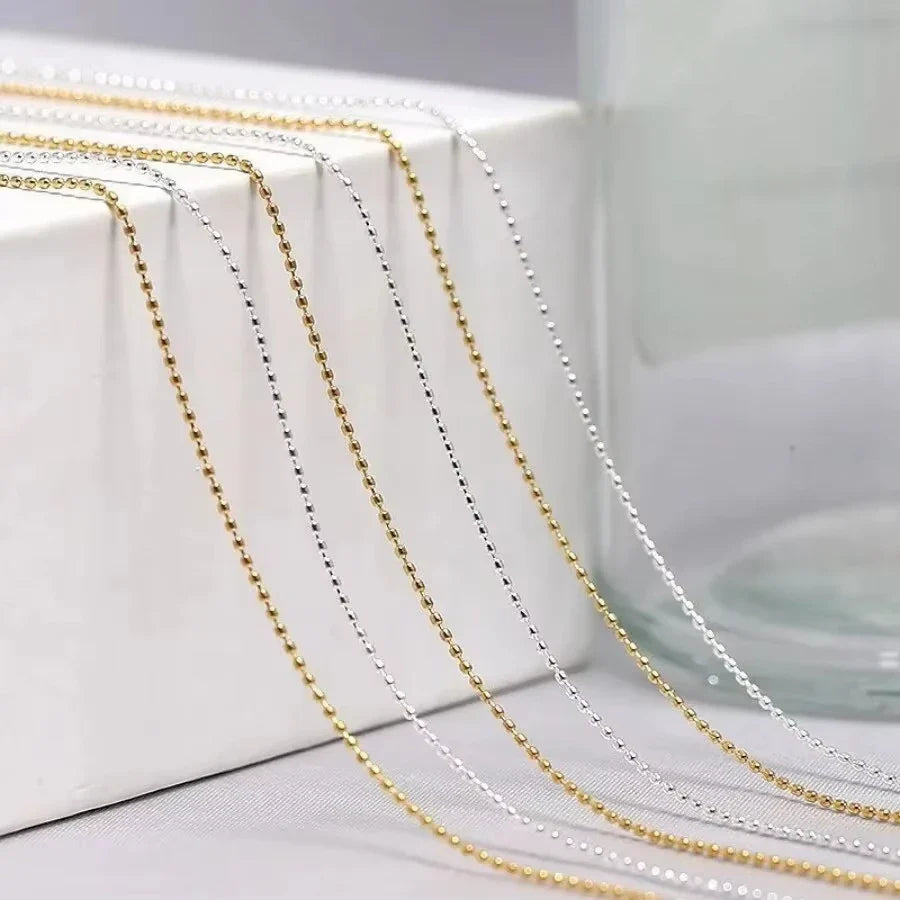 1M/Pack 0.8mm Gold Silver Nail Bead Chain Charm Ellipse Stone Nail Art Decorations Giltter Metal Steel Ball Jewelry Accessory