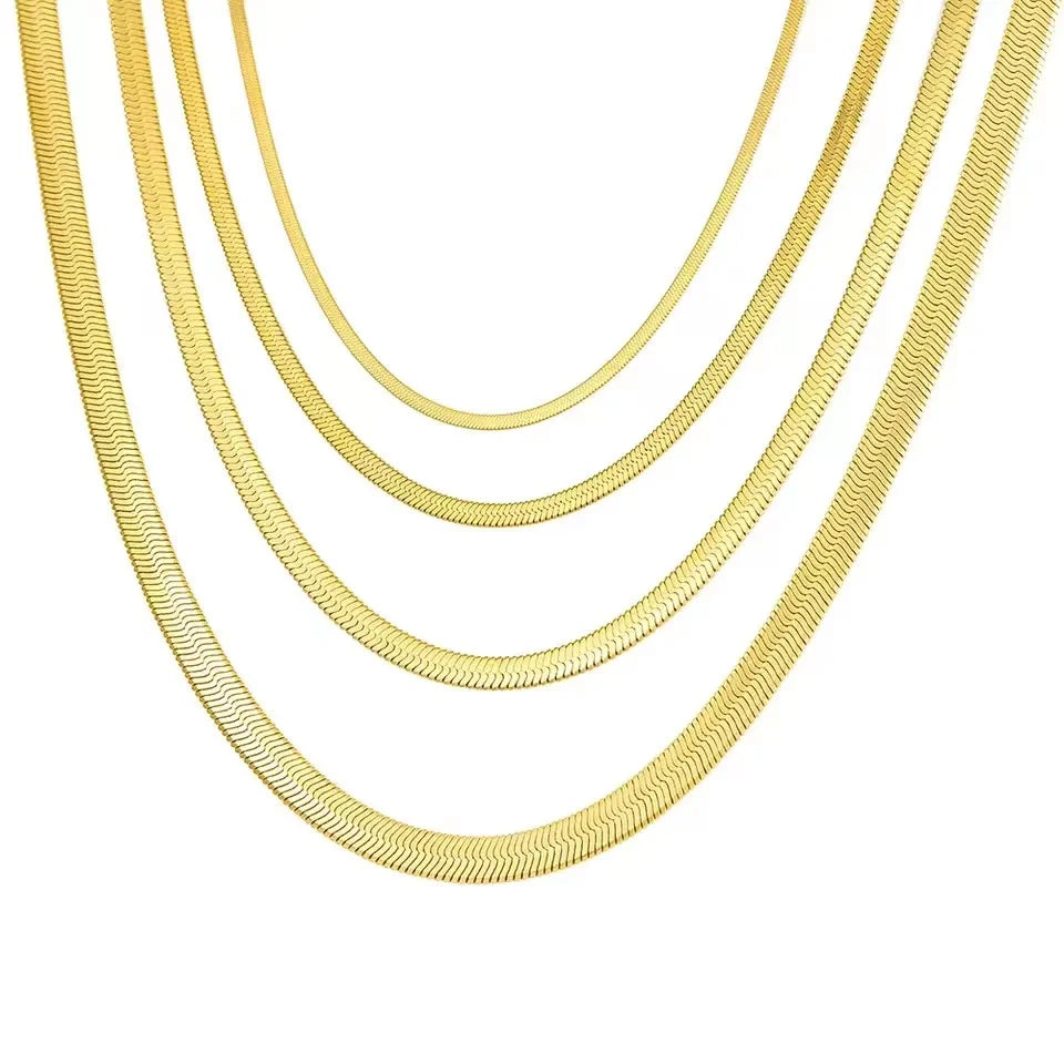 SUNIBI Stainless Steel Snake Chain Necklace for Woman Gifts Choker Herringbone Gold Color Necklaces Women Jewelry Wholesale
