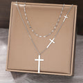 DOTIFI Stainless Steel Necklaces Cross Pendant Choker Double Stacked Wear Light Luxury Fine Necklace For Women Jewelry