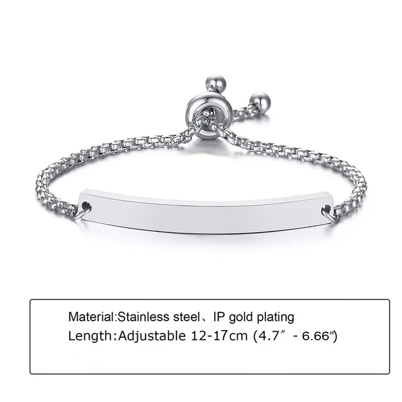 Custom Personalized Name ID Bracelet Gilrs Boy Gifts, Stainless Steel Curb Chain Link Crown Bracelet Not Allergic