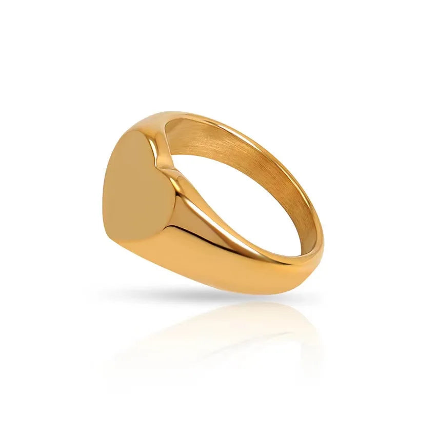 Couple Heart Ring 316 Stainless Steel Punk Style Geometric Jewelry Personalized Ring Gift for Women Valentine's Day