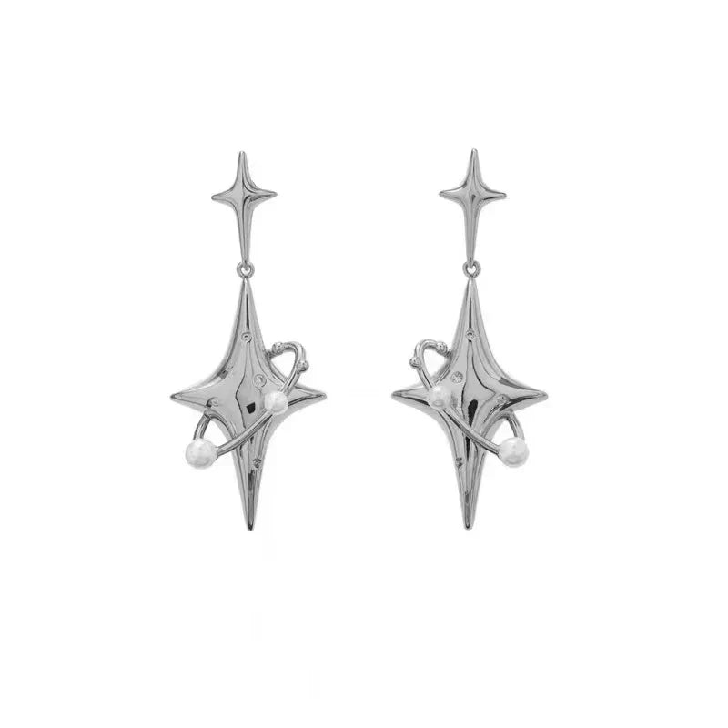 Y2K Star Drop Earrings Cool Girl Harajuku Creative Planet Pearl Crystal Stars Earings Korean Fashion for Women PunkJewelry
