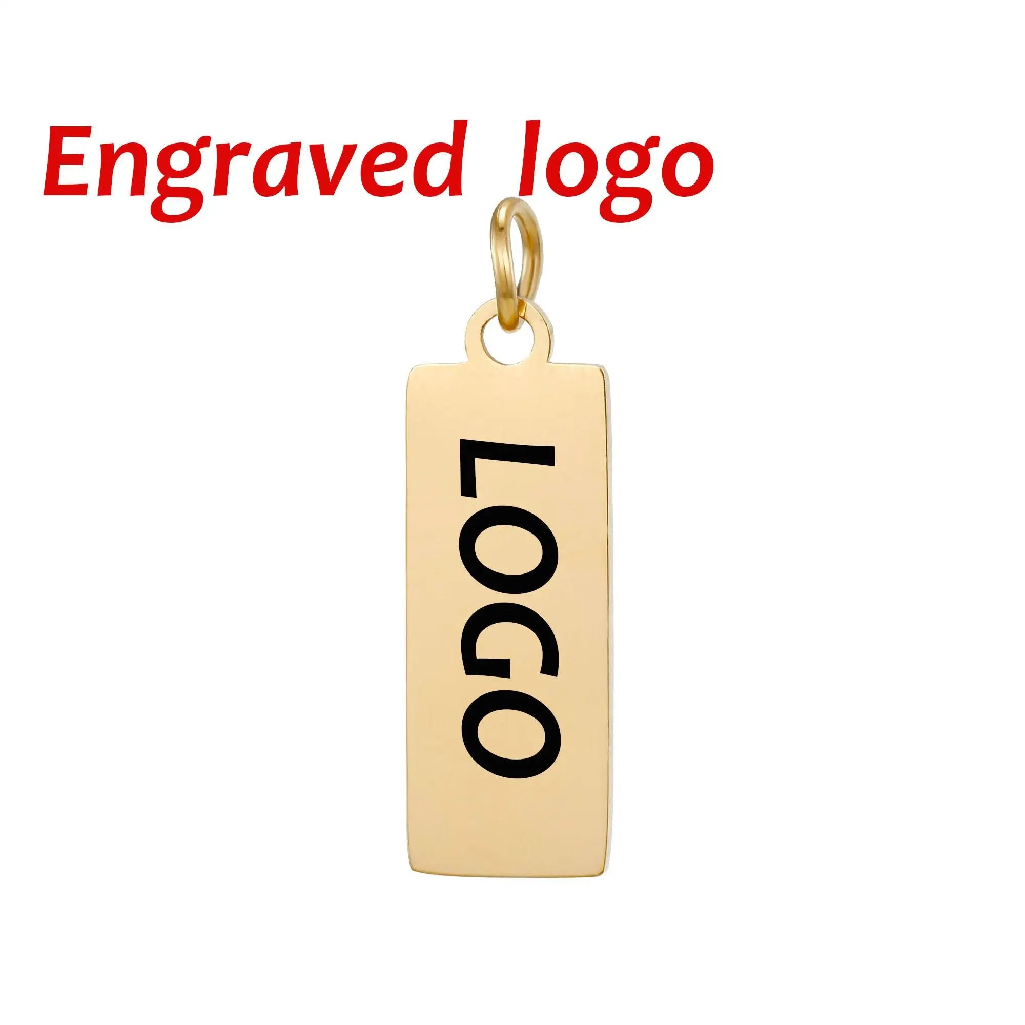 SUNIBI Custom Logo Tags Stainless Steel Charms for Necklace Bracelets 6 Sizes to Choose Jewelry