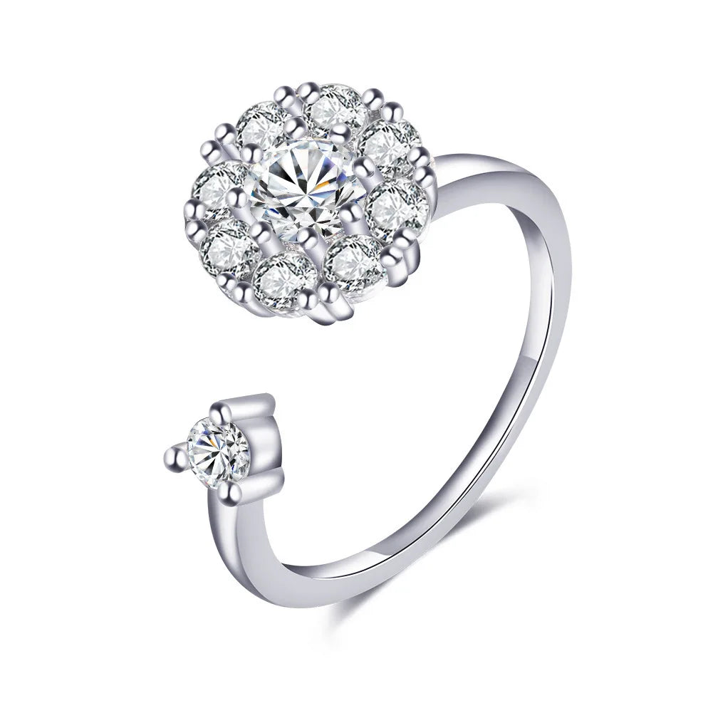 2025 New Rotating Anxiety Knuckle Ring For Women Adjustable And Stackable Open Couple Rings Party Jewelry Gifts Anillo