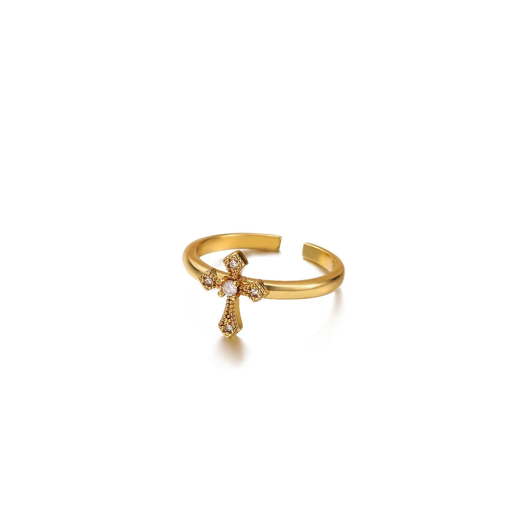 Stainless Steel Tiny Zircon Rings For Women Exquisite Gold Color Sun Double-Layer Ring Punk Hip-Hop Accessory Bague Jewelry Gift