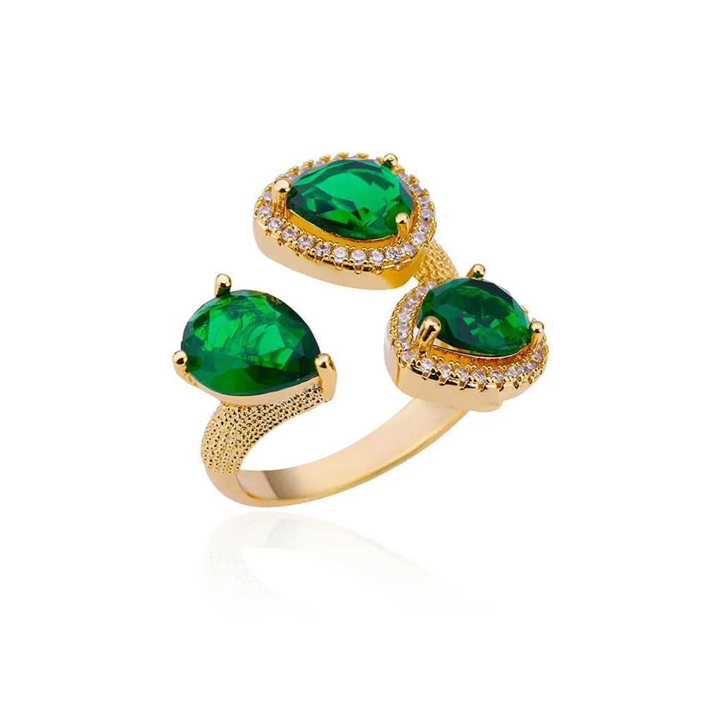 Luxury Colorful Zircon Rings For Women Fashion Gold Color Stainless Steel Open Finger Ring Wedding Party Aesthetic Jewelry Gift
