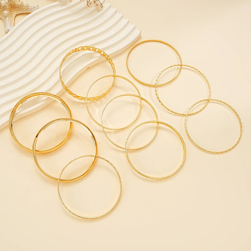 10 Pcs Punk Trendy Multilayer Bracelets Set for Women Elegant Delicate Twist Sparkling Adjustable Bangles Jewelry Couples Gifts