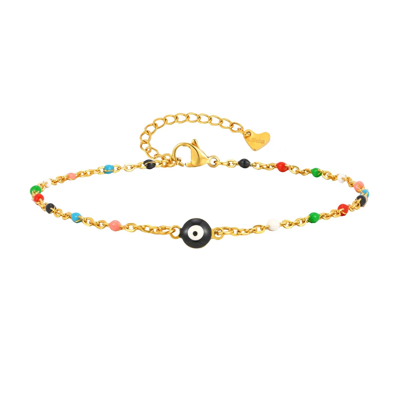 Stainless Steel Lucky Evil Eye Anklet Bracelet for Women, Blue Eye Beaded Chain Foot Anklets Summer Beach Lucky Amulet Gift