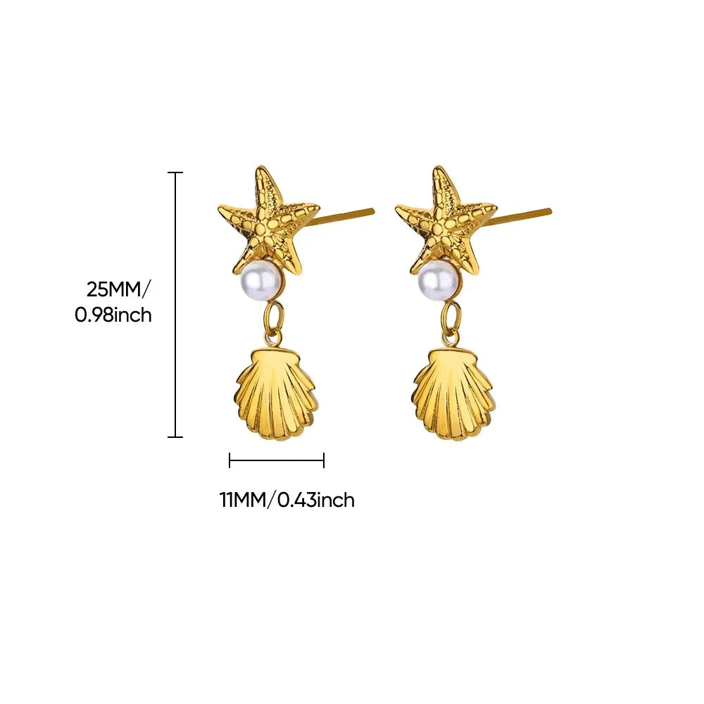 Water Drop Zircon Stars Stud Earrings For Women Stainless Steel Gold Color Statement Earring 2023 Femme Christmas Jewelry Gift