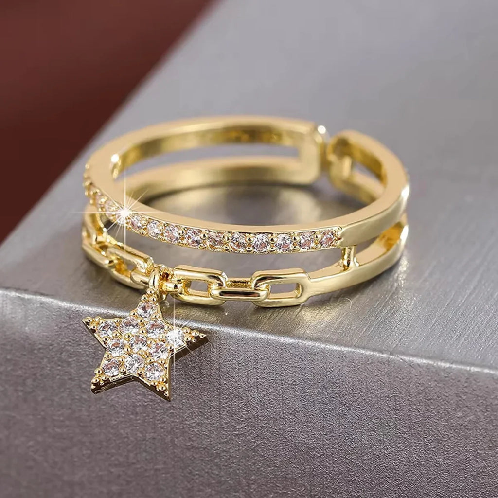 Yupsk Korean Fashion Micropaved Crystal Zirconia Bow Ring for Women Girls Exquisite Ins Trendy Minimalist Finger Rings Jewelry