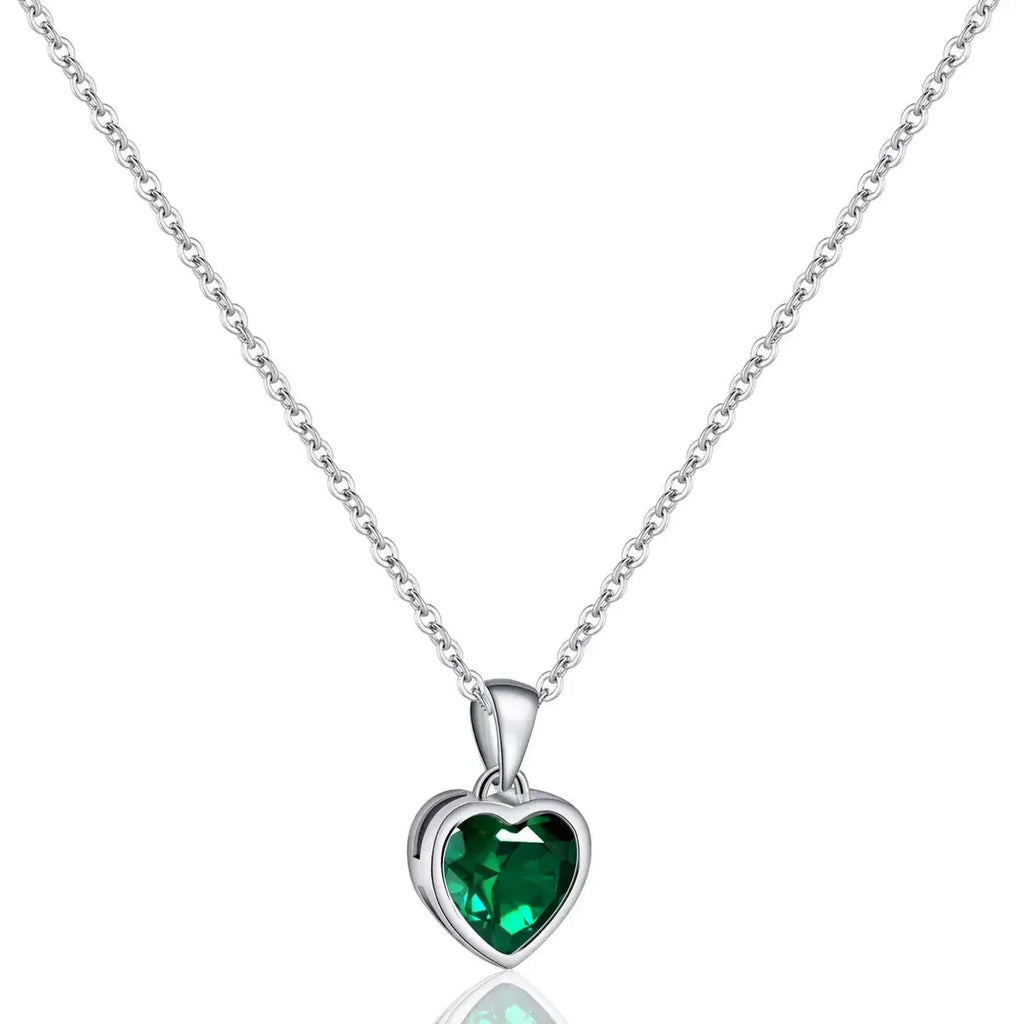 925 Sterling Silver Red Greem Blue Heart Zircon Neck Chain Pendants Necklaces For Women Luxury Jewelry Accessories Argent 925