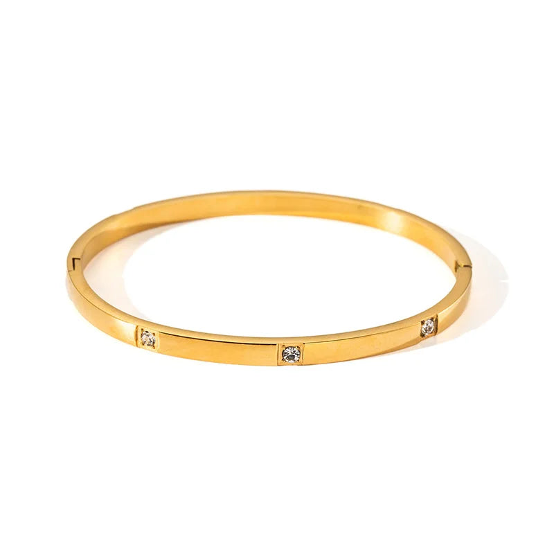 Fashionable Minimalist Nail Bracelet With Starry Sky Diamond Inlay Colorfast Versatile Stainless Steel Bracelet
