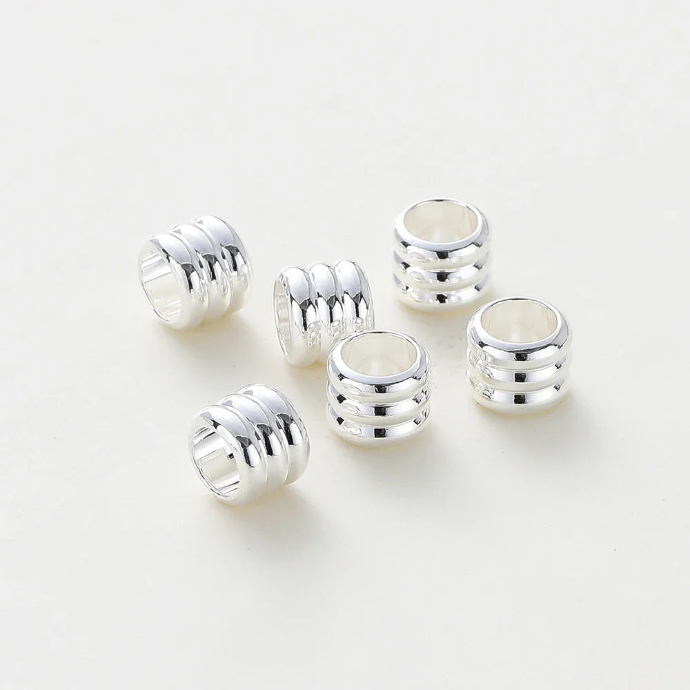 20 30 50pcs/lot 14K 18K Gold Plated Cylinder Charm Metal Beads Loose Spacer Beads For Bracelet DIY Jewelry Making Accessories