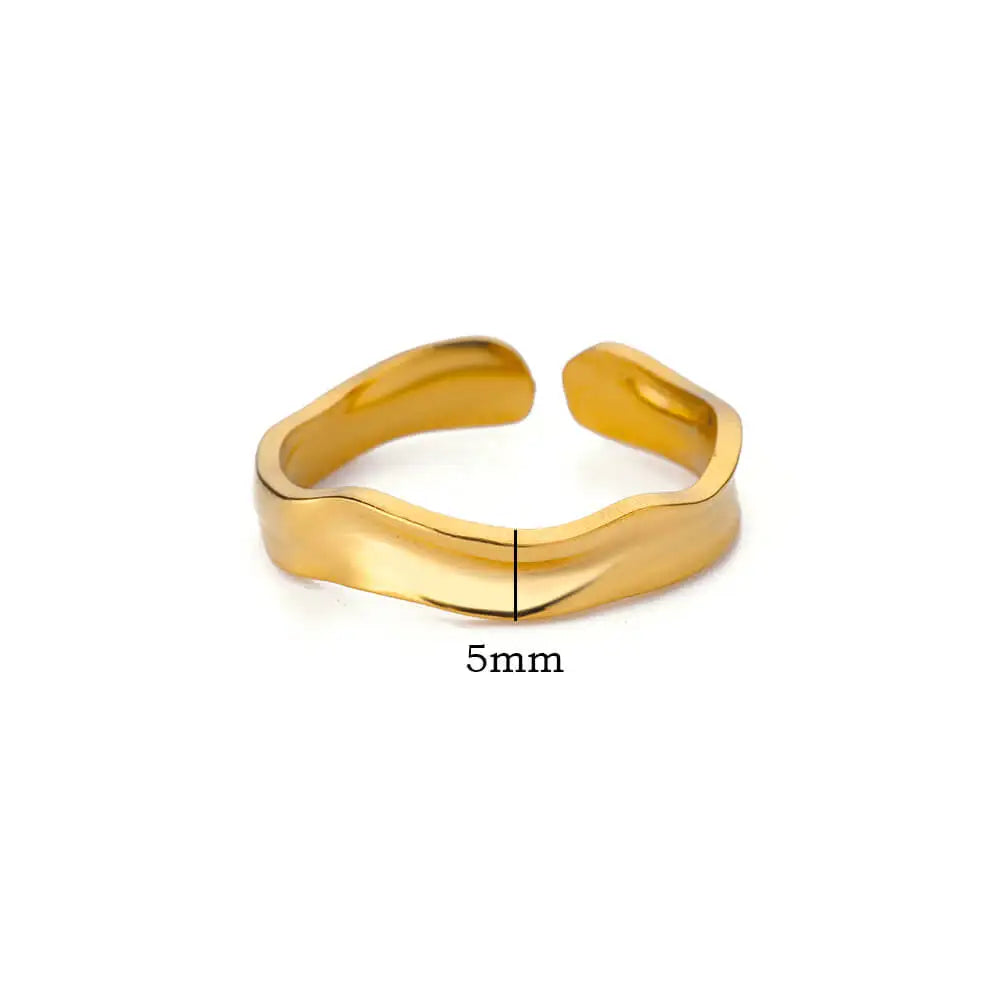 Stainless Steel Minimalist Texture Open Rings For Women Gold Color Wedding Aesthetic Ring Trendy Korean Style Accessories anillo