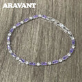 Aravant 925 Silver 18K Gold Amethyst Bracelet Chain For Women Fashion Jewelry